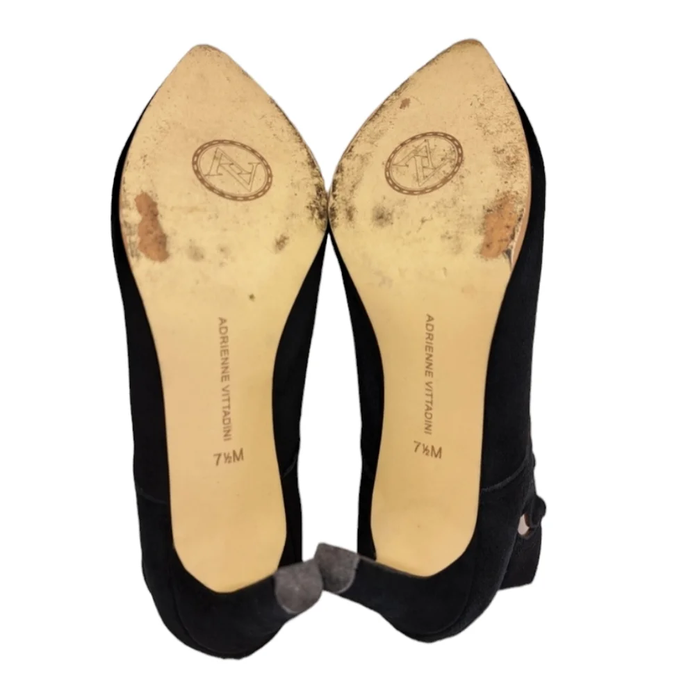 Adrienne Vittadini Nidia Women's Black Suede Leather Laser Cut Ankle Boots 7 - Picture 9 of 16